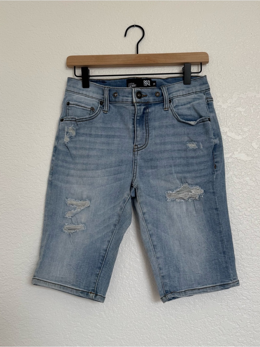 RSQ London Skinny Distressed Denim Bermuda Shorts